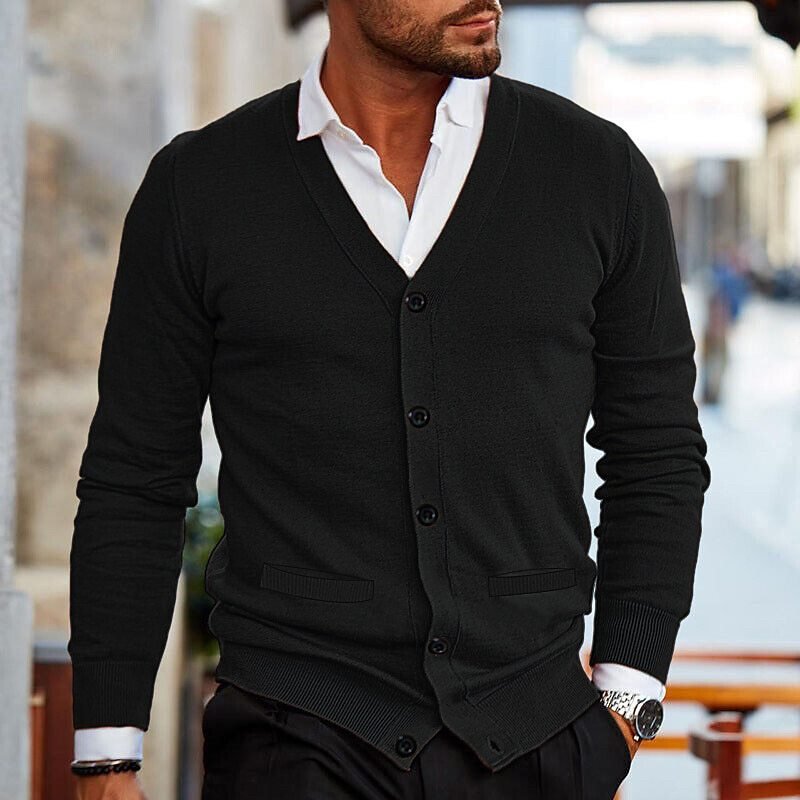 Weaver - Men Cardigan V Neck Button Front Casual Lightweight Knitwear - Nalani - Fashion Clothing and Decor