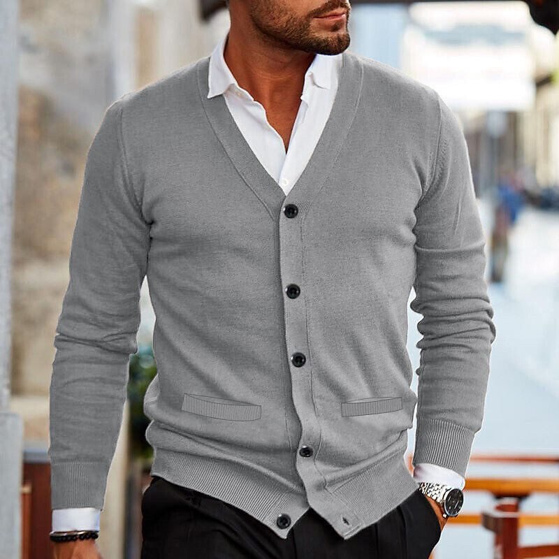 Weaver - Men Cardigan V Neck Button Front Casual Lightweight Knitwear - Nalani - Fashion Clothing and Decor