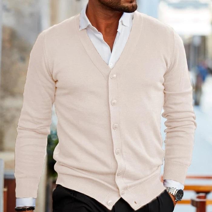 Weaver - Men Cardigan V Neck Button Front Casual Lightweight Knitwear - Nalani - Fashion Clothing and Decor