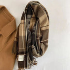 Winter Chic Scarf Thick Acrylic Cotton Checkered Pattern - Nalani - UK Fashion Clothing and Decor