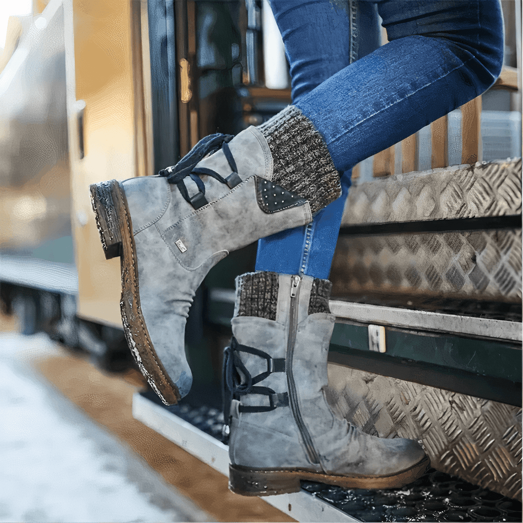 Winter Lace Up Boots For Women Cozy Warm Suede With Traction - Nalani - UK Fashion Clothing and Decor