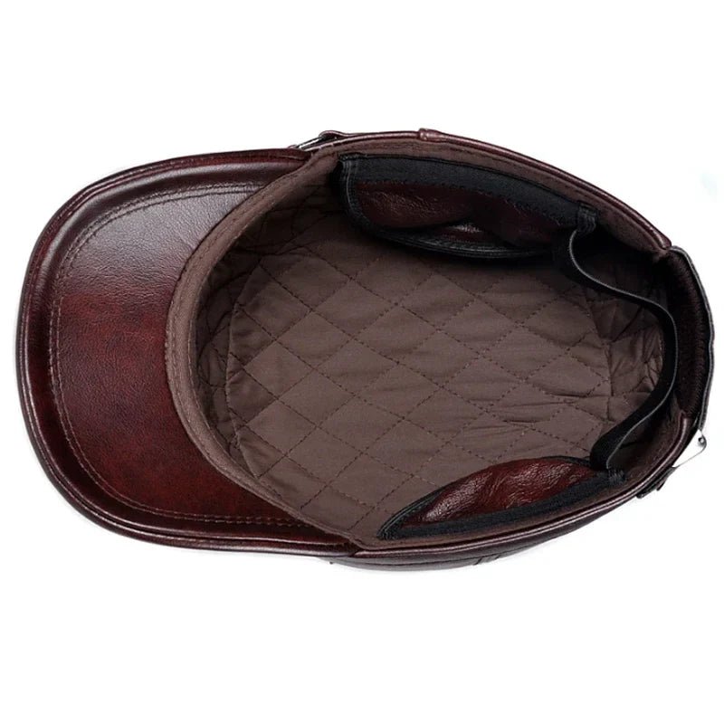 Winter Leather Military British Vintage Cap For Men - Nalani - UK Fashion Clothing and Decor