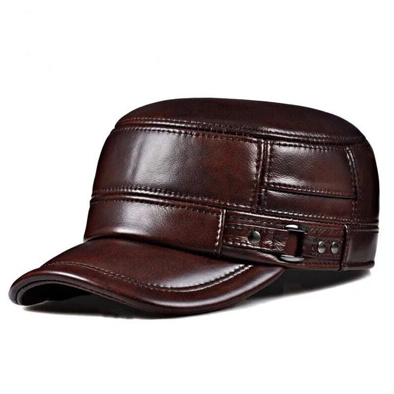 Winter Leather Military British Vintage Cap For Men - Nalani - UK Fashion Clothing and Decor