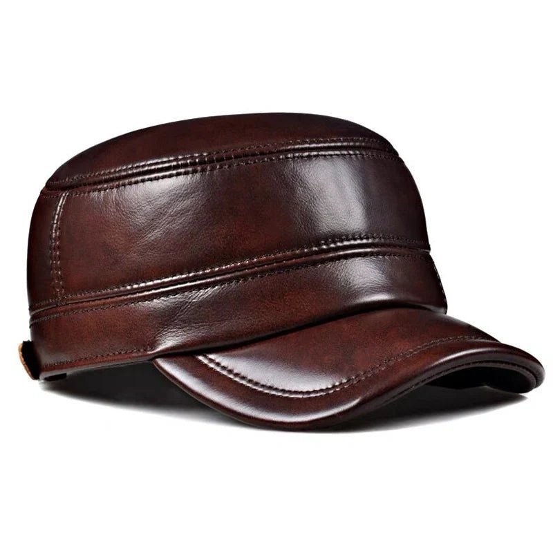 Winter Leather Military British Vintage Cap For Men - Nalani - UK Fashion Clothing and Decor