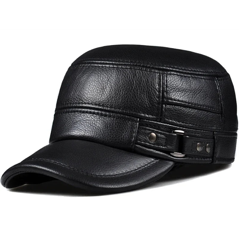 Winter Leather Military British Vintage Cap For Men - Nalani - UK Fashion Clothing and Decor