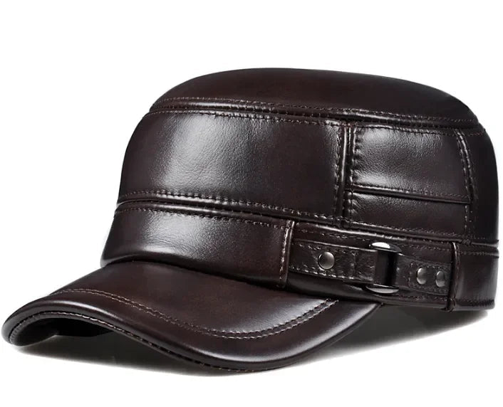 Winter Leather Military British Vintage Cap For Men - Nalani - UK Fashion Clothing and Decor