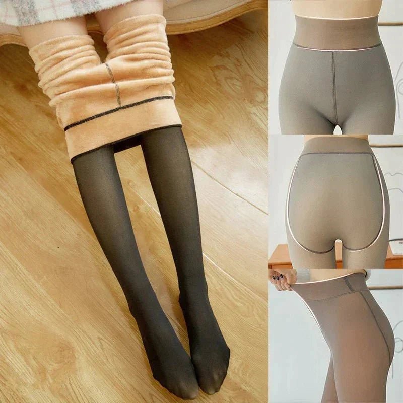 Winter Leggings – Women's Fleece Lined Leggings & Thermal Tights, High Waisted, Black, Coffee or Gray – Amore Lupine - Nalani - Fashion Clothing and Decor