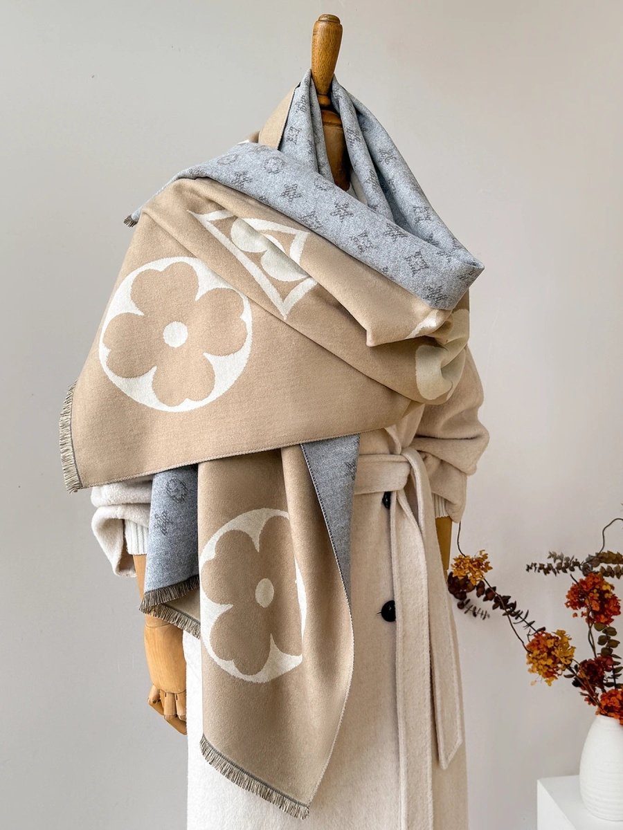 Winter Scarf with Jacquard Pattern – Soft Oversized Wrap Scarf & Shawl, 69 in, Unisex, 3 Colors | Hommes - Nalani - Fashion Clothing and Decor