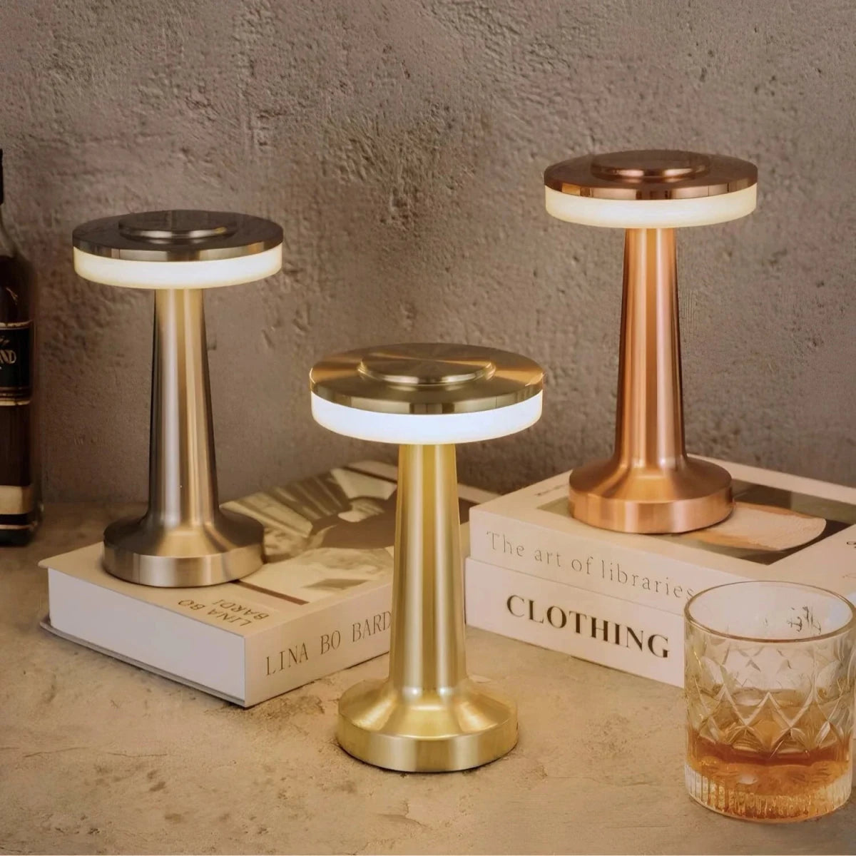 Wireless Retro Table Lamp – Cordless Rechargeable LED Lamp, Dimmable with 3 Color Temperatures, Metal Bar & Restaurant Lamp – LumiBar - Nalani - Fashion Clothing and Decor