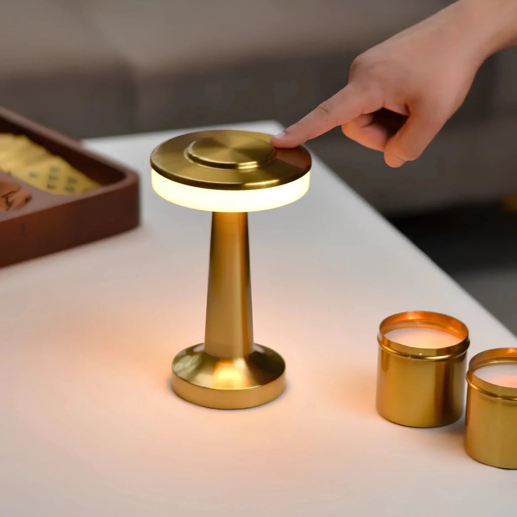 Wireless Retro Table Lamp – Cordless Rechargeable LED Lamp, Dimmable with 3 Color Temperatures, Metal Bar & Restaurant Lamp – LumiBar - Nalani - Fashion Clothing and Decor