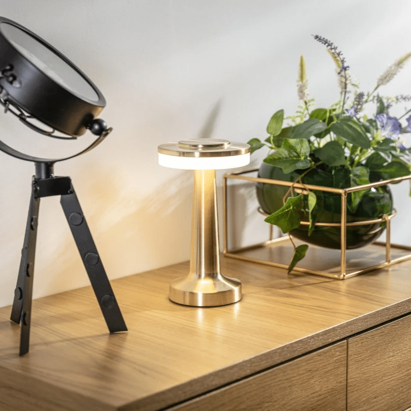 Wireless Retro Table Lamp – Cordless Rechargeable LED Lamp, Dimmable with 3 Color Temperatures, Metal Bar & Restaurant Lamp – LumiBar - Nalani - Fashion Clothing and Decor