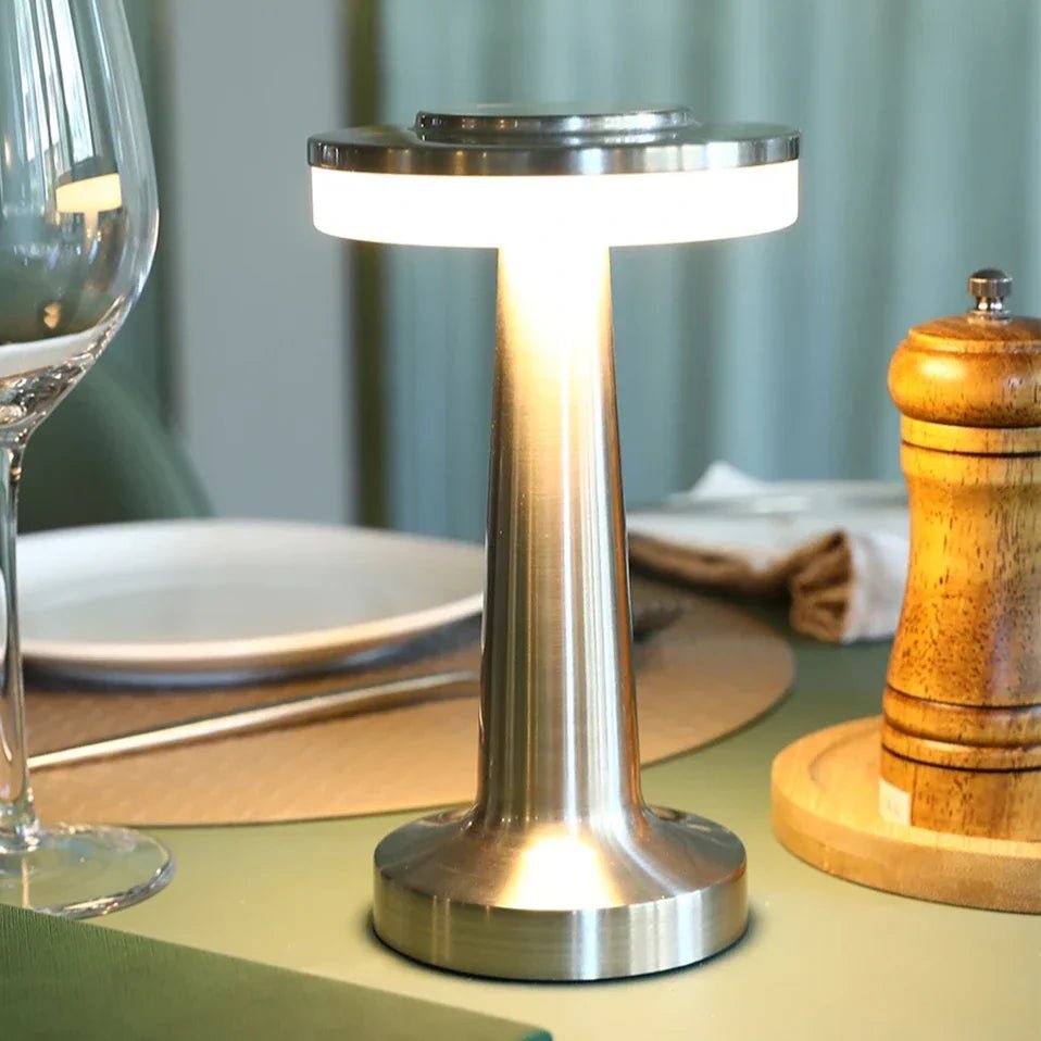 Wireless Retro Table Lamp – Cordless Rechargeable LED Lamp, Dimmable with 3 Color Temperatures, Metal Bar & Restaurant Lamp – LumiBar - Nalani - Fashion Clothing and Decor