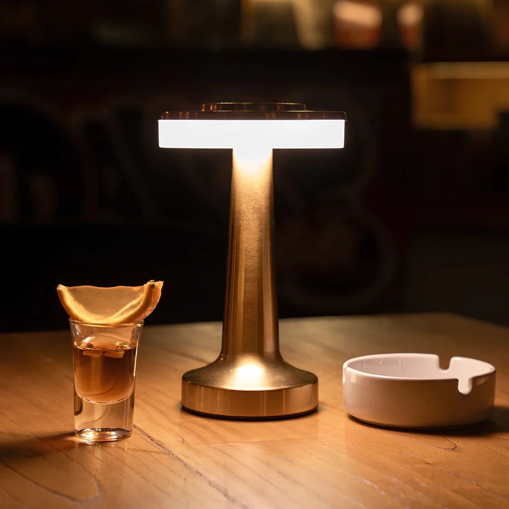 Wireless Retro Table Lamp – Cordless Rechargeable LED Lamp, Dimmable with 3 Color Temperatures, Metal Bar & Restaurant Lamp – LumiBar - Nalani - Fashion Clothing and Decor