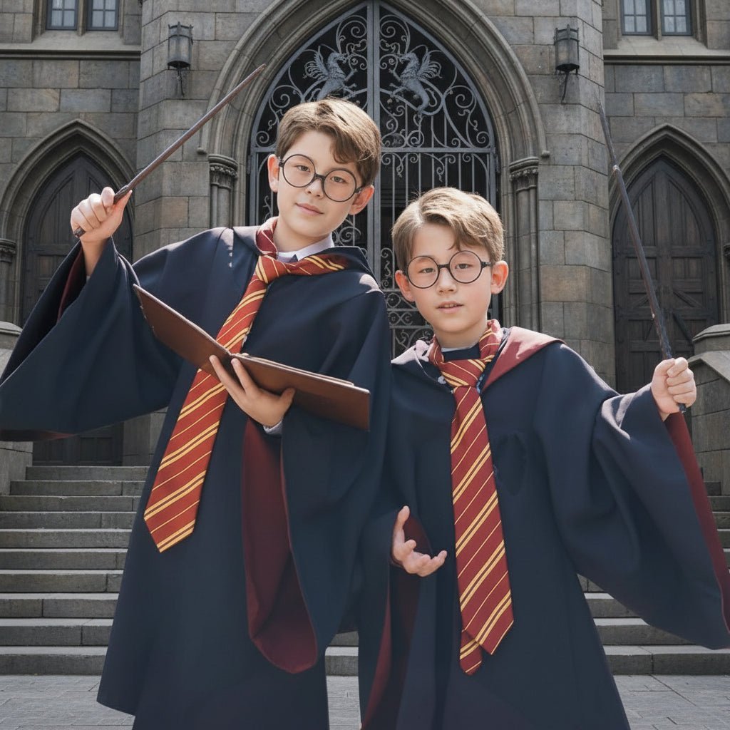 Wizard Costume with Robe, Wand, Scarf, Tie & Glasses – Wizard School Halloween Costume for Kids & Adults - Nalani - Fashion Clothing and Decor