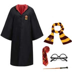 Wizard Costume with Robe, Wand, Scarf, Tie & Glasses – Wizard School Halloween Costume for Kids & Adults - Nalani - Fashion Clothing and Decor