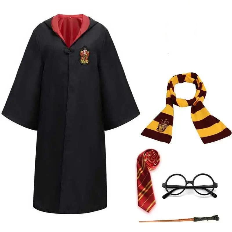 Wizard Costume with Robe, Wand, Scarf, Tie & Glasses – Wizard School Halloween Costume for Kids & Adults - Nalani - Fashion Clothing and Decor