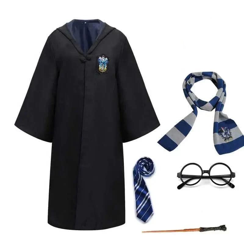 Wizard Costume with Robe, Wand, Scarf, Tie & Glasses – Wizard School Halloween Costume for Kids & Adults - Nalani - Fashion Clothing and Decor