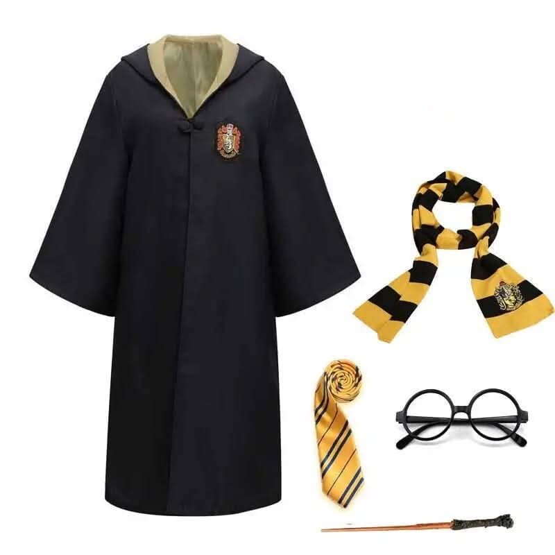 Wizard Costume with Robe, Wand, Scarf, Tie & Glasses – Wizard School Halloween Costume for Kids & Adults - Nalani - Fashion Clothing and Decor