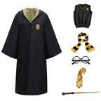 Wizard Costume with Robe, Wand, Scarf, Tie & Glasses – Wizard School Halloween Costume for Kids & Adults - Nalani - Fashion Clothing and Decor