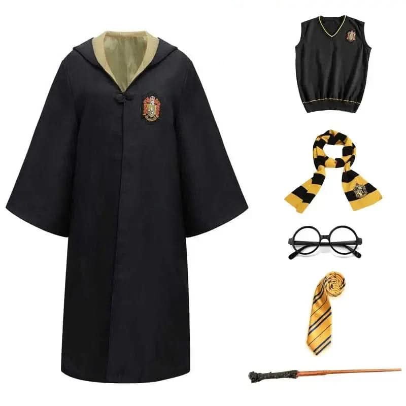 Wizard Costume with Robe, Wand, Scarf, Tie & Glasses – Wizard School Halloween Costume for Kids & Adults - Nalani - Fashion Clothing and Decor
