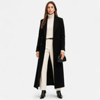 Women Black Maxi Overcoat Longline Tailored Outerwear All Season - Nalani - UK and AUS Fashion Clothing and Decor