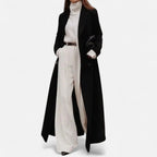 Women Black Maxi Overcoat Longline Tailored Outerwear All Season - Nalani - UK and AUS Fashion Clothing and Decor