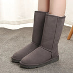 Women Knee High Boots Suede Faux Fur Trim Flat Sole Casual Fit - Nalani - UK Fashion Clothing and Decor