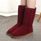 Women Knee High Boots Suede Faux Fur Trim Flat Sole Casual Fit - Nalani - UK Fashion Clothing and Decor