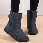Women Waterproof Boots With Hook And Loop Strap Padded Ankle - Nalani - UK Fashion Clothing and Decor