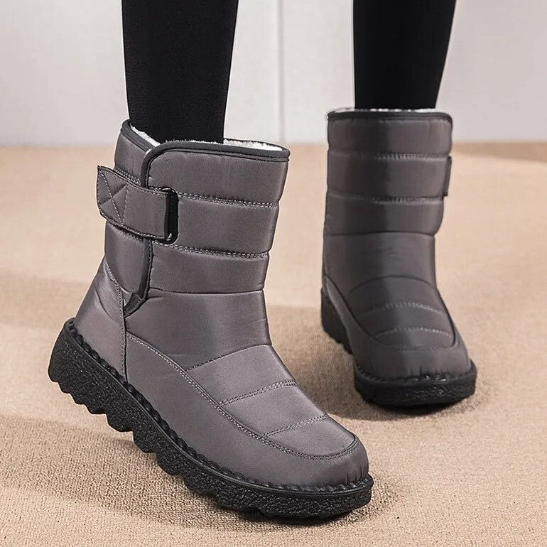 Women Waterproof Boots With Hook And Loop Strap Padded Ankle - Nalani - UK Fashion Clothing and Decor