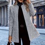 Women's ankle length coat with single row buttons and notch lapels - Nalani - UK Fashion Clothing and Decor