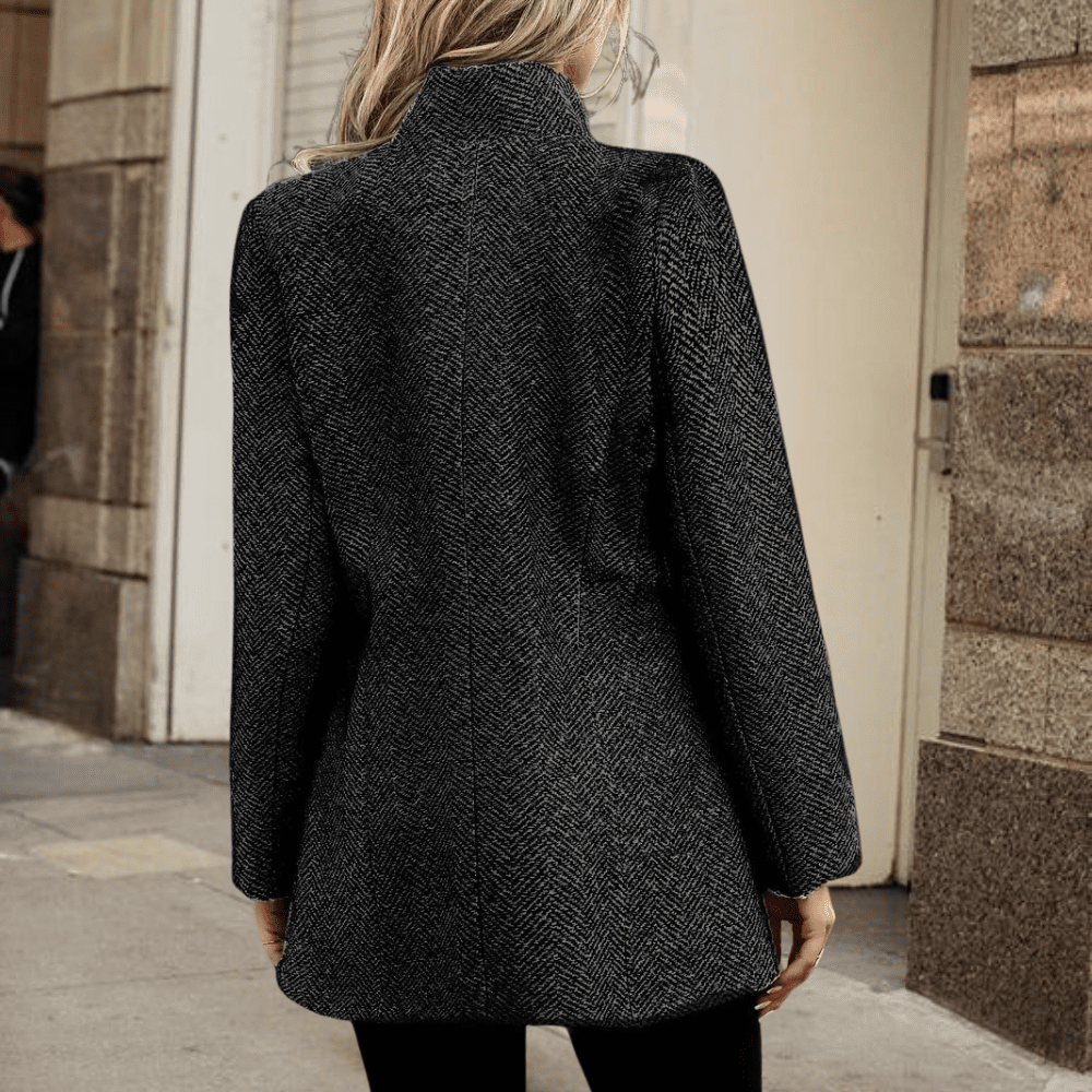 Women's ankle length coat with single row buttons and notch lapels - Nalani - UK Fashion Clothing and Decor
