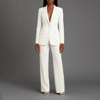 Women’s Blazer And Wide Leg Trousers Tailored Suit Set | Button Front For Workwear Office - Nalani - Fashion Clothing and Decor