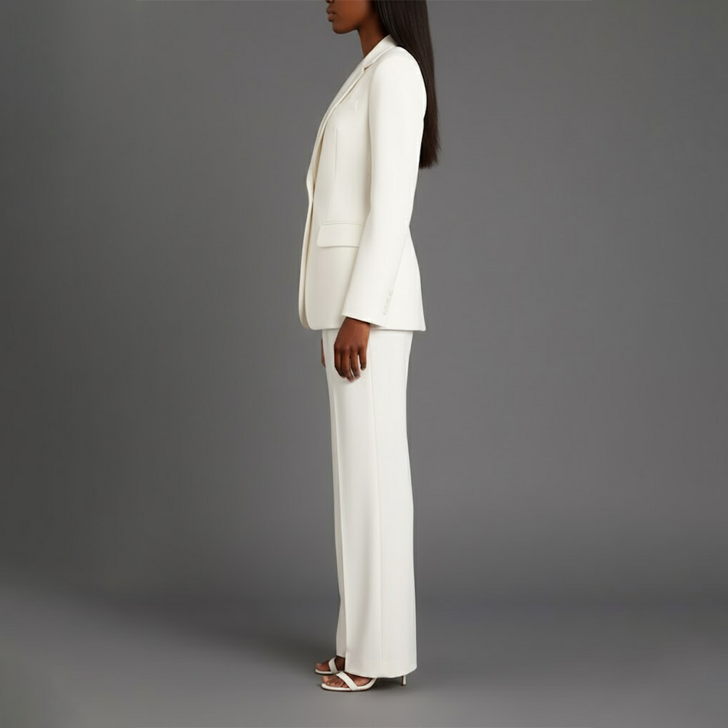 Women’s Blazer And Wide Leg Trousers Tailored Suit Set | Button Front For Workwear Office - Nalani - Fashion Clothing and Decor