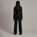 Women’s Blazer And Wide Leg Trousers Tailored Suit Set | Button Front For Workwear Office - Nalani - Fashion Clothing and Decor