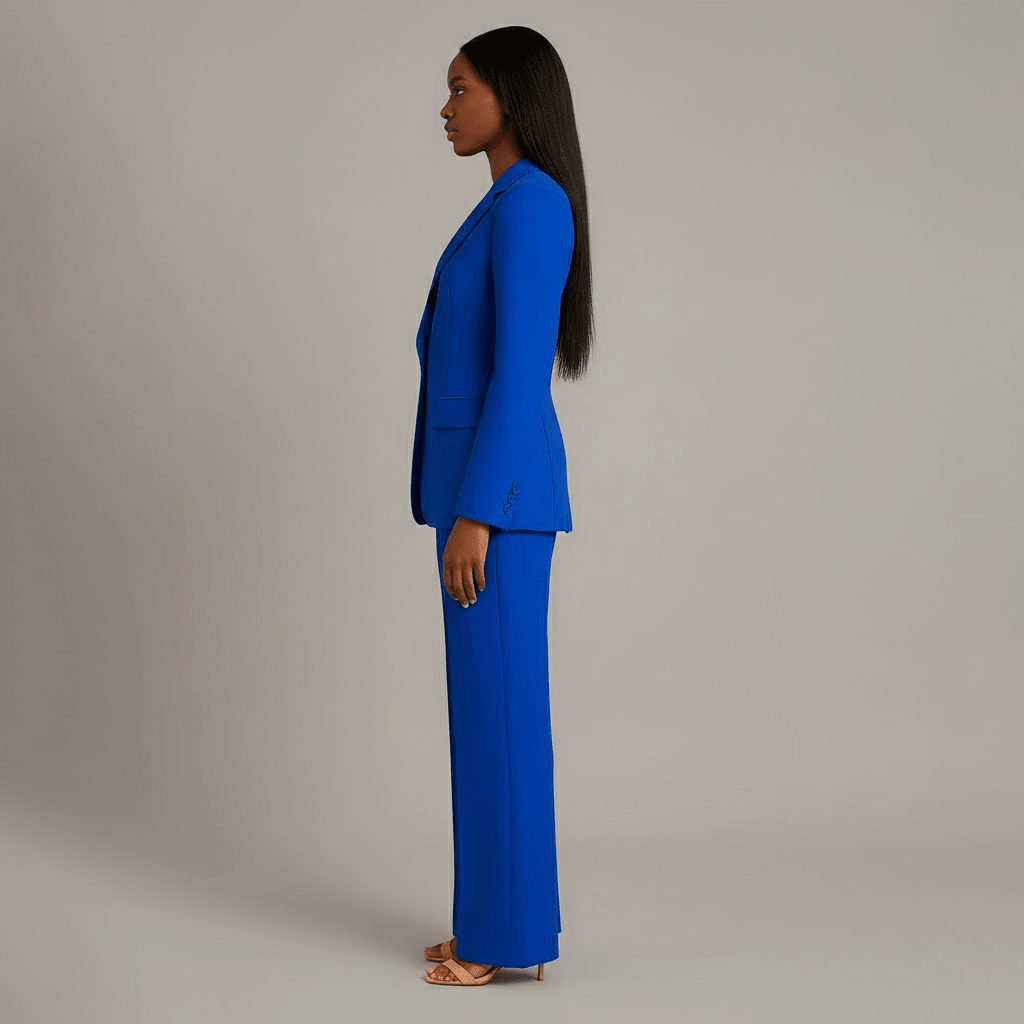 Women’s Blazer And Wide Leg Trousers Tailored Suit Set | Button Front For Workwear Office - Nalani - Fashion Clothing and Decor