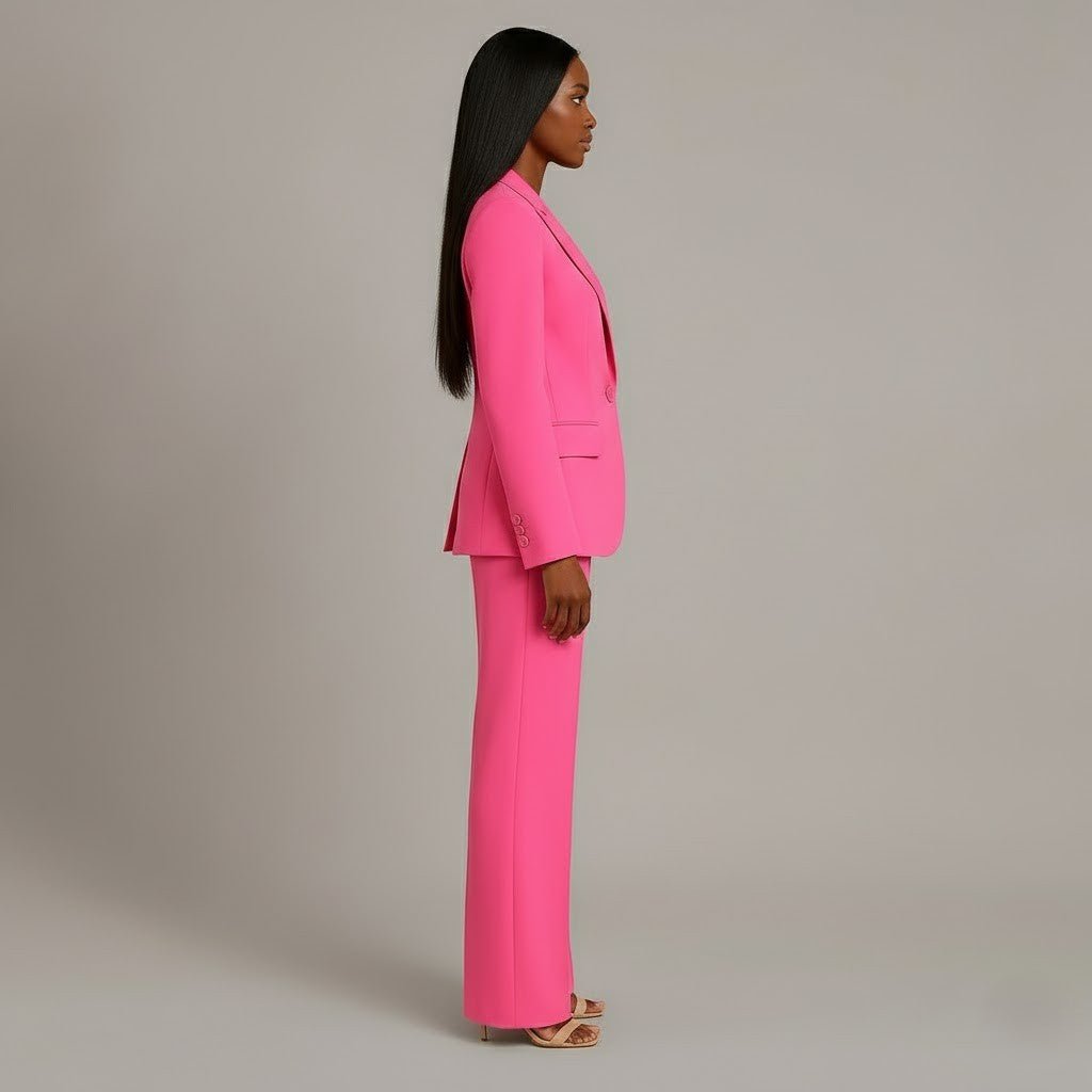 Women’s Blazer And Wide Leg Trousers Tailored Suit Set | Button Front For Workwear Office - Nalani - Fashion Clothing and Decor