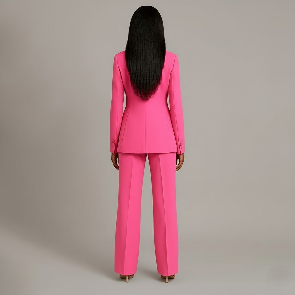 Women’s Blazer And Wide Leg Trousers Tailored Suit Set | Button Front For Workwear Office - Nalani - Fashion Clothing and Decor