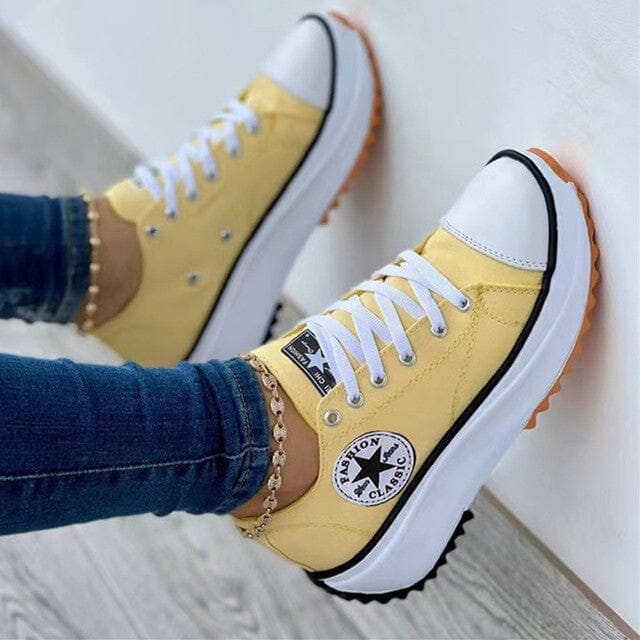 Women's Casual Canvas Sneakers With Lace Up And Rubber Sole - Nalani - UK Fashion Clothing and Decor