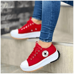 Women's Casual Canvas Sneakers With Lace Up And Rubber Sole - Nalani - UK Fashion Clothing and Decor