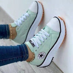 Women's Casual Canvas Sneakers With Lace Up And Rubber Sole - Nalani - UK Fashion Clothing and Decor