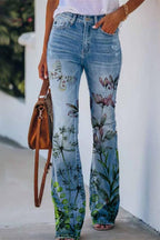 Women's casual floral pocket regular denim jeans - Nalani - UK Fashion Clothing and Decor