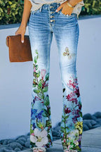 Women's casual floral pocket regular denim jeans - Nalani - UK Fashion Clothing and Decor