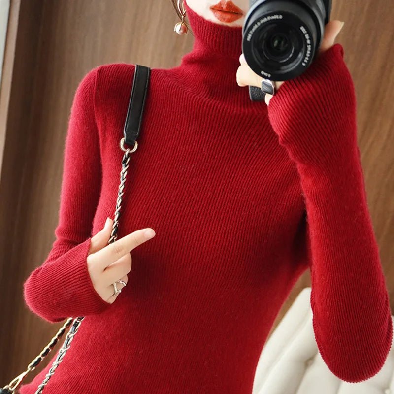Womens Casual Turtleneck Pullover Knit Sweater For Layering - Nalani - UK Fashion Clothing and Decor