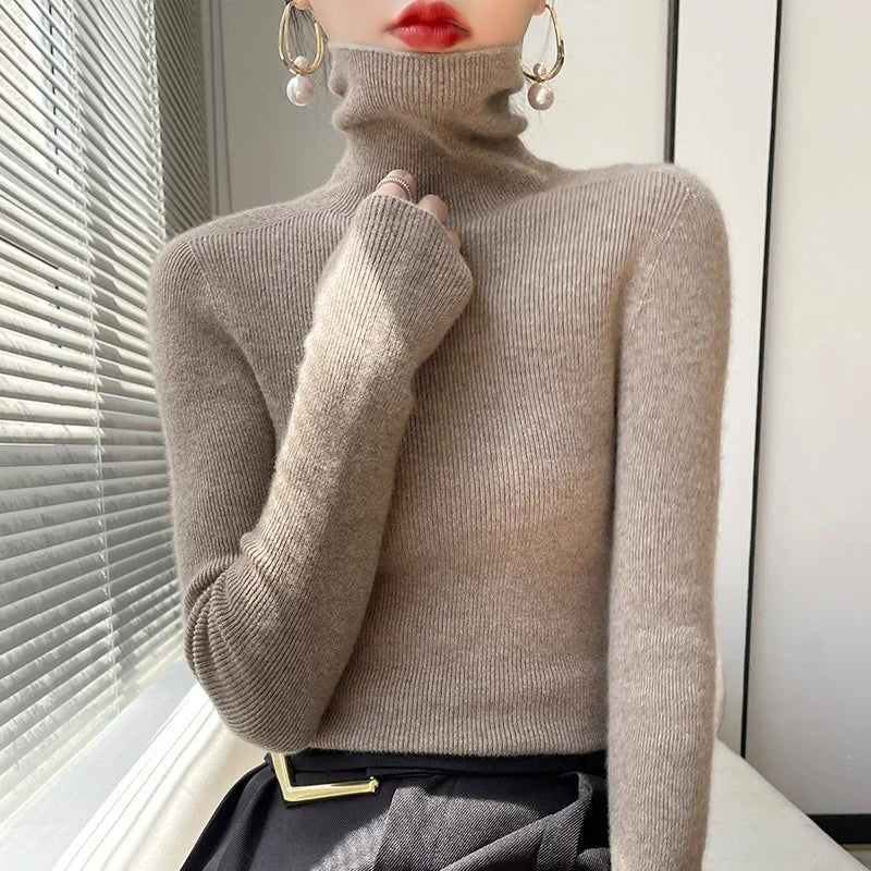 Womens Casual Turtleneck Pullover Knit Sweater For Layering - Nalani - UK Fashion Clothing and Decor