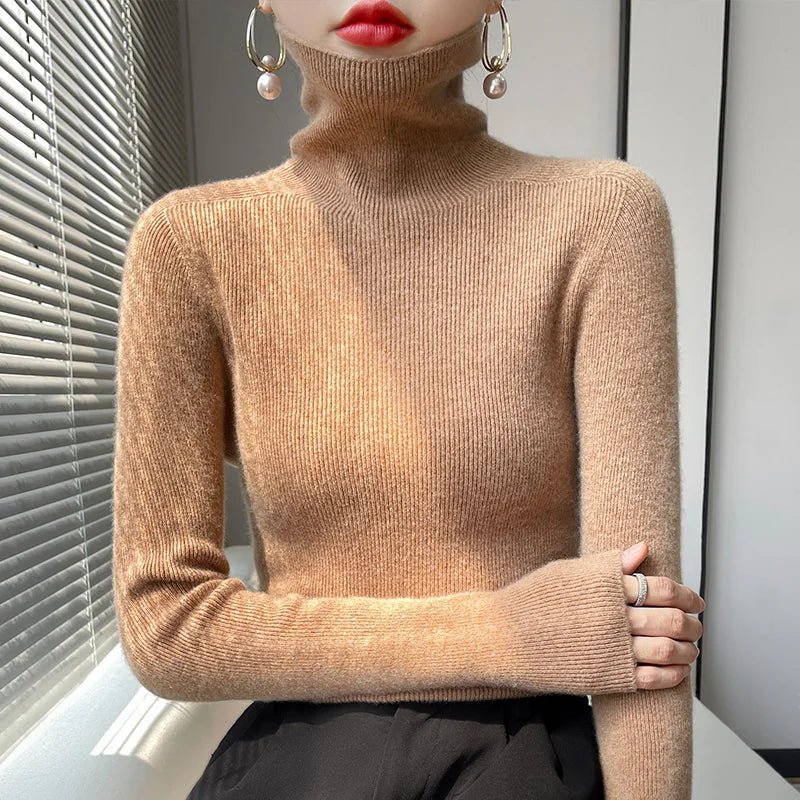 Womens Casual Turtleneck Pullover Knit Sweater For Layering - Nalani - UK Fashion Clothing and Decor