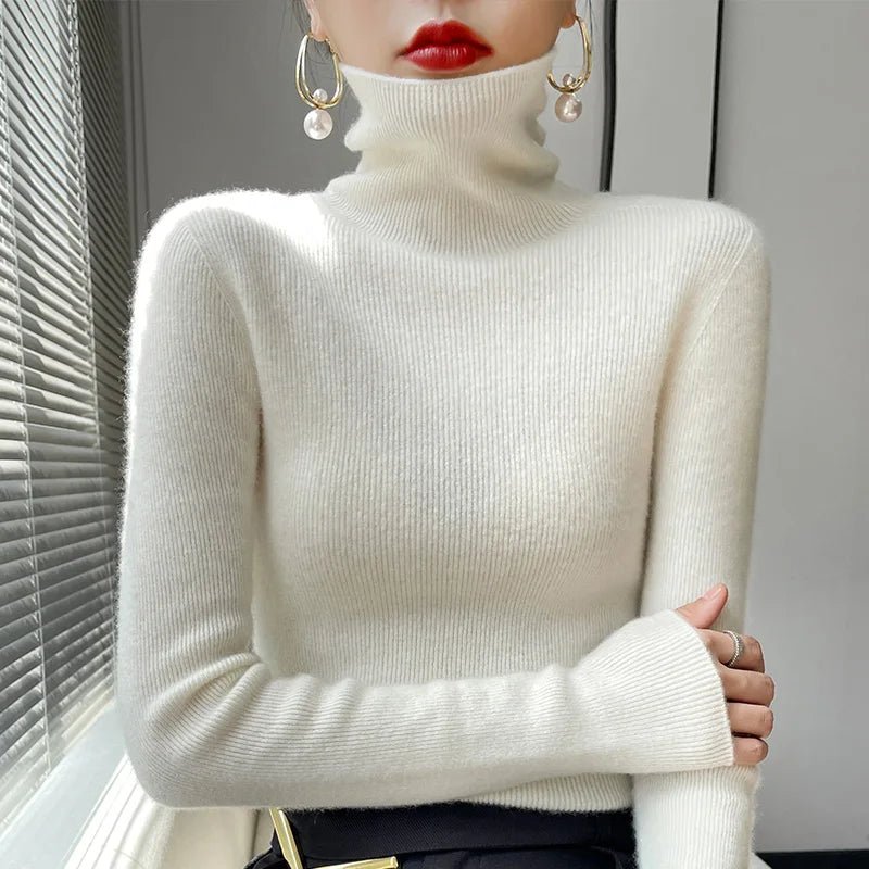 Womens Casual Turtleneck Pullover Knit Sweater For Layering - Nalani - UK Fashion Clothing and Decor