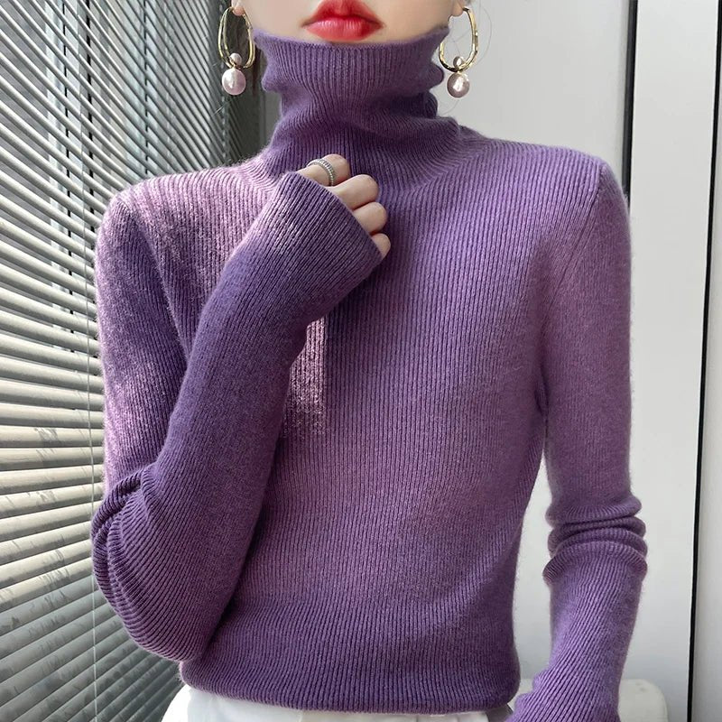 Womens Casual Turtleneck Pullover Knit Sweater For Layering - Nalani - UK Fashion Clothing and Decor