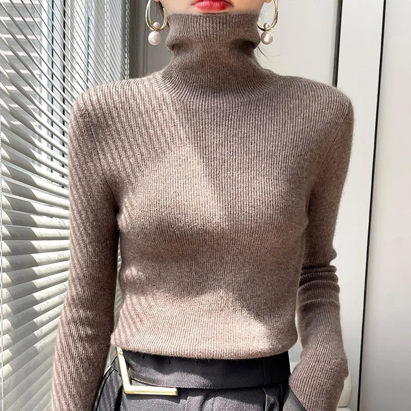 Womens Casual Turtleneck Pullover Knit Sweater For Layering - Nalani - UK Fashion Clothing and Decor