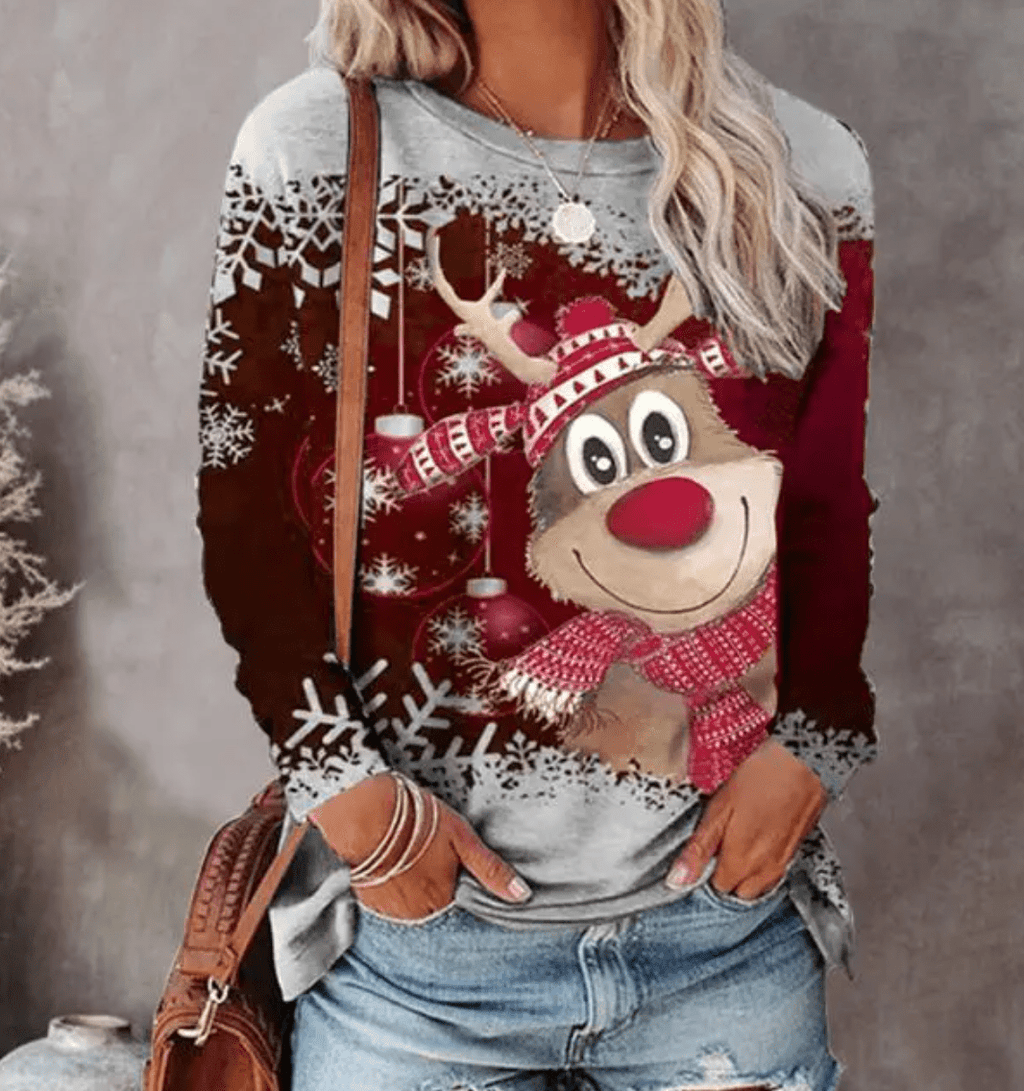 Women's Christmas Sweater – Holiday Pullover with Festive Pattern, 3 Colors, S–3XL – Amore - Nalani - Fashion Clothing and Decor